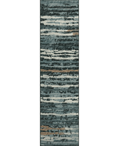 D Style Brisbane Washable Br4 2'3" X 7'6" Runner Area Rug In Midnight