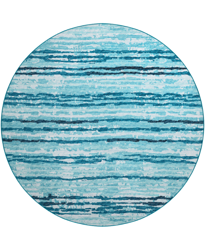 D Style Brisbane Washable Br4 8' X 8' Round Area Rug In Mist