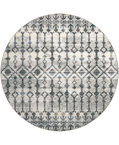 D Style Brisbane Washable Br8 8' X 8' Round Area Rug In Silver-tone
