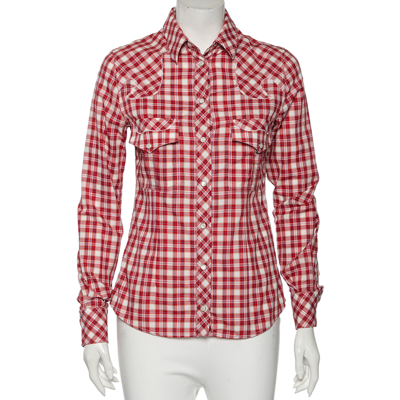Pre-owned Dandg Red Checkered Cotton Regular Fit Shirt M