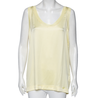 Pre-owned Gucci Yellow Silk Sleeveless Top M