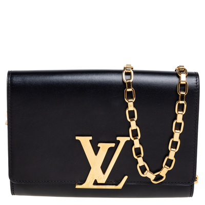 Pre-owned Louis Vuitton Black Leather Louise Chain Gm Bag