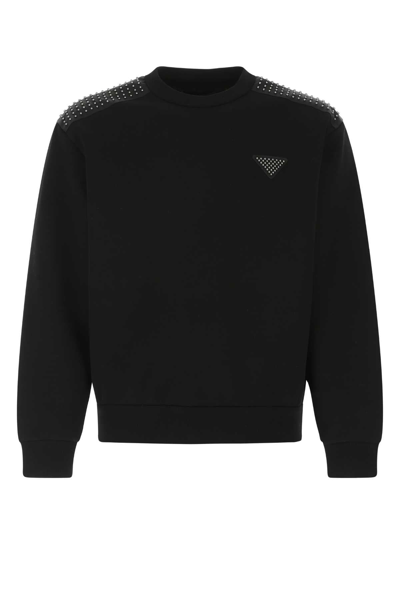 Shop Prada Logo Detailed Crewneck Sweatshirt In Black