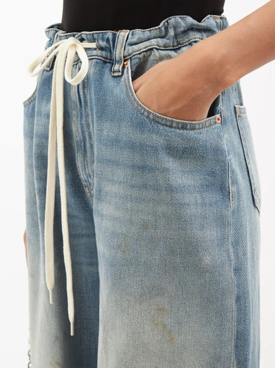 Mm6 Maison Margiela Distressed High-rise Wide-leg Jeans In Blue | ModeSens