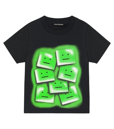 Shop Acne Studios Printed Cotton T-shirt In Black/green