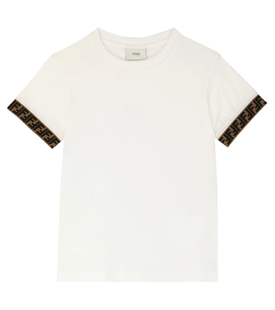 Shop Fendi Logo Cotton Jersey T-shirt In Gesso