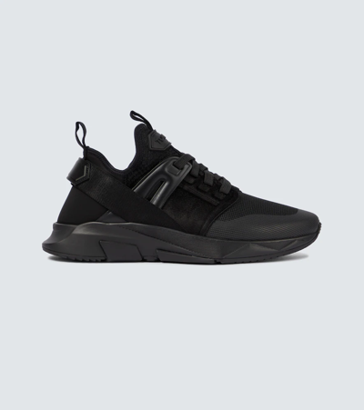 Shop Tom Ford Jago Mesh Sneakers In Full Black