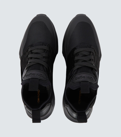 Shop Tom Ford Jago Mesh Sneakers In Full Black