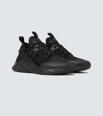 Shop Tom Ford Jago Mesh Sneakers In Full Black