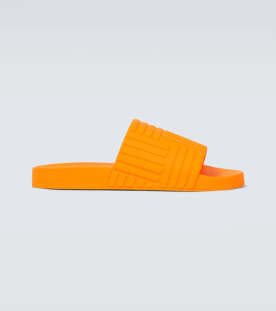 Shop Bottega Veneta Rubber Slides In Tangerine