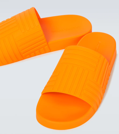 Shop Bottega Veneta Rubber Slides In Tangerine