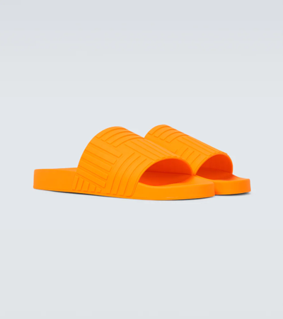 Shop Bottega Veneta Rubber Slides In Tangerine