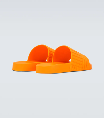 Shop Bottega Veneta Rubber Slides In Tangerine