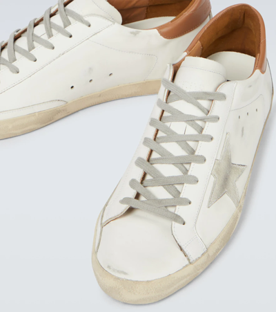 Shop Golden Goose Super-star Leather Sneakers In White/ice/light Brown