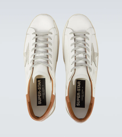Shop Golden Goose Super-star Leather Sneakers In White/ice/light Brown