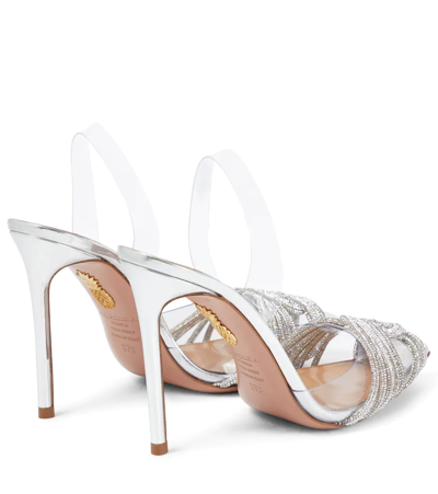 Aquazzura Gatsby 105 Embellished Slingback Pumps In Silver