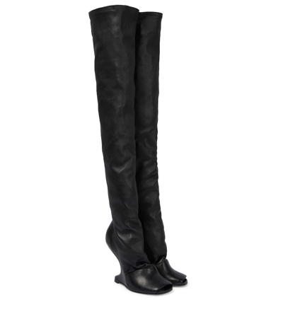 Shop Rick Owens Cantilever Leather Over-the-knee Boots In Black