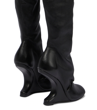 Shop Rick Owens Cantilever Leather Over-the-knee Boots In Black