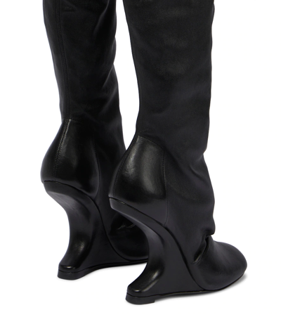 Rick Owens 80mm Cantilever Leather Sock Boots In Black