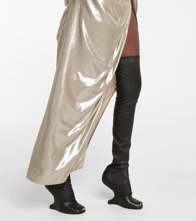 Rick Owens 80mm Cantilever Leather Sock Boots In Black