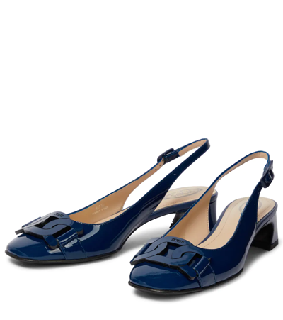 Shop Tod's Patent Leather Slingback Pumps In 0