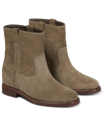 Shop Isabel Marant Susee Suede Ankle Boots In Taupe