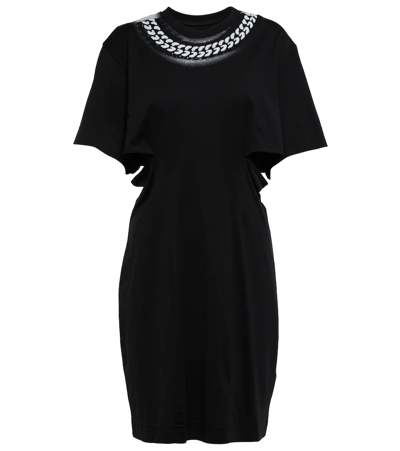 Shop Givenchy Cutout Cotton T-shirt Dress In Black