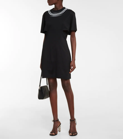 Shop Givenchy Cutout Cotton T-shirt Dress In Black