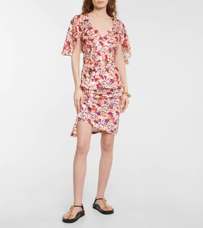 Shop Rabanne Belted Floral Blouse In Sunny Pansy