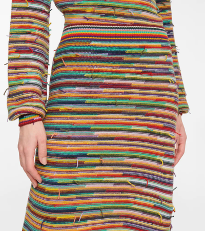 Shop Chloé High-rise Cashmere And Wool Midi Skirt In Multicolor 1