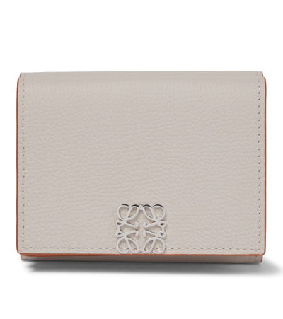 Shop Loewe Anagram Trifold Leather Wallet In Light Ghost