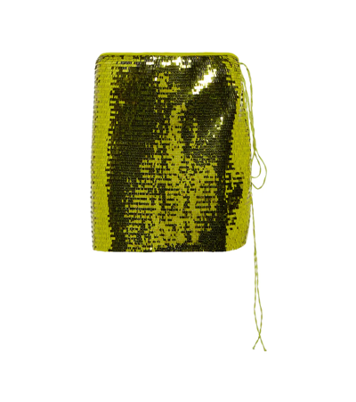 Shop Oseree Sequined Miniskirt In Lime