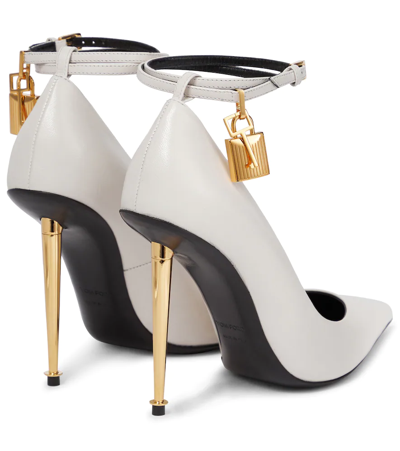 Shop Tom Ford Padlock Leather Pumps In Chalk