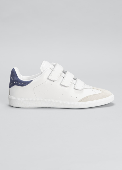 Shop Isabel Marant Beth Mixed Leather Triple-grip Sneakers In Indigo