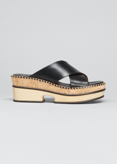Shop Chloé Laia Crisscross Leather Platform Sandals In Black
