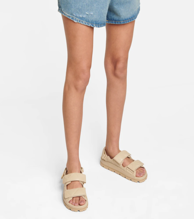 Prada Quilted Leather Sandals In Deserto