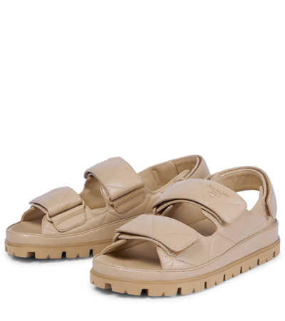 Prada Quilted Leather Sandals In Deserto