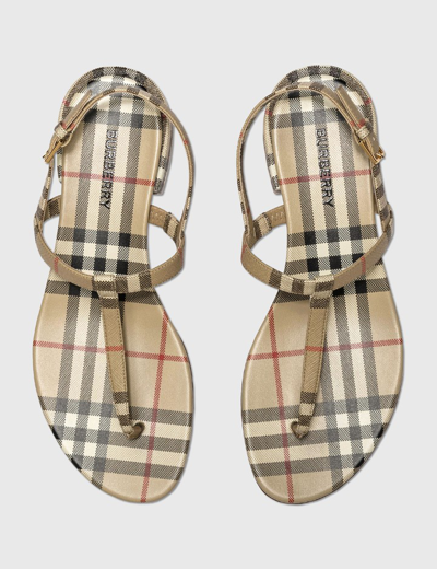Shop Burberry Vintage Check And Lambskin Sandals In Beige