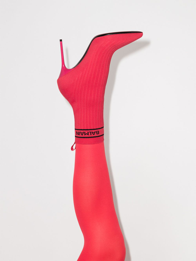 Balmain Skye Knitted Ankle Boots In Rot