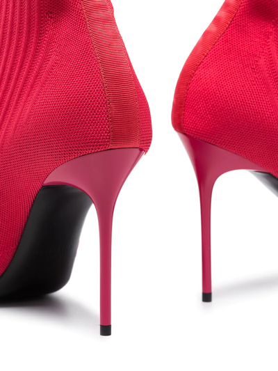 Balmain Skye Knitted Ankle Boots In Rot