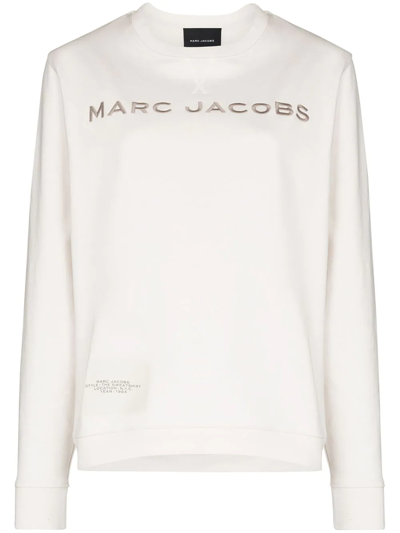 Shop Marc Jacobs The Sweatshirt Logo-embroidered Sweatshirt In White