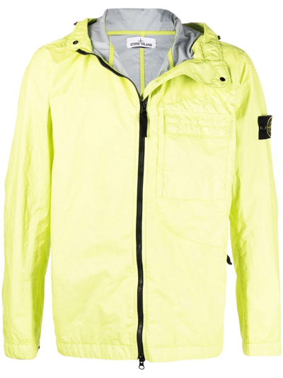 Stone Island Compass-badge Hooded Windbreaker In Gelb