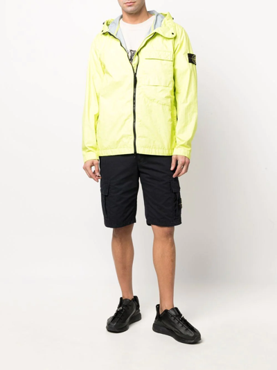 Stone Island Compass-badge Hooded Windbreaker In Gelb