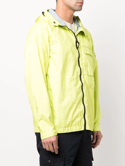Stone Island Compass-badge Hooded Windbreaker In Gelb