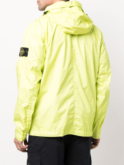 Stone Island Compass-badge Hooded Windbreaker In Gelb