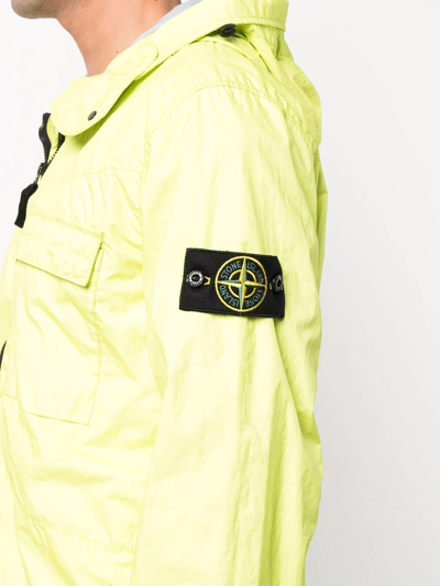 Shop Stone Island Logo Patch Hooded Jacket In Gelb