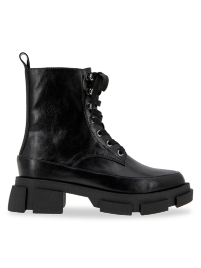 Shop Bcbgeneration Women's Ander Faux Leather Combat Boots In Black
