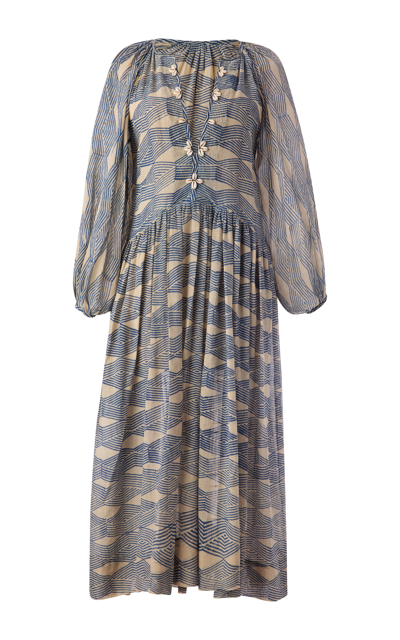 Shop Alix Of Bohemia Women's Saranna Shell-embellished Cotton-voile Midi Dress In Print