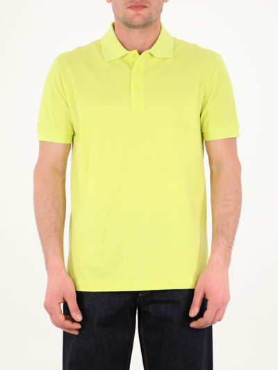 Shop Bottega Veneta Lime Piqué Polo Shirt In Yellow