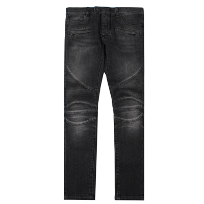 Shop Balmain Paris Boys Slim-fit Biker Jeans Boys In Grey